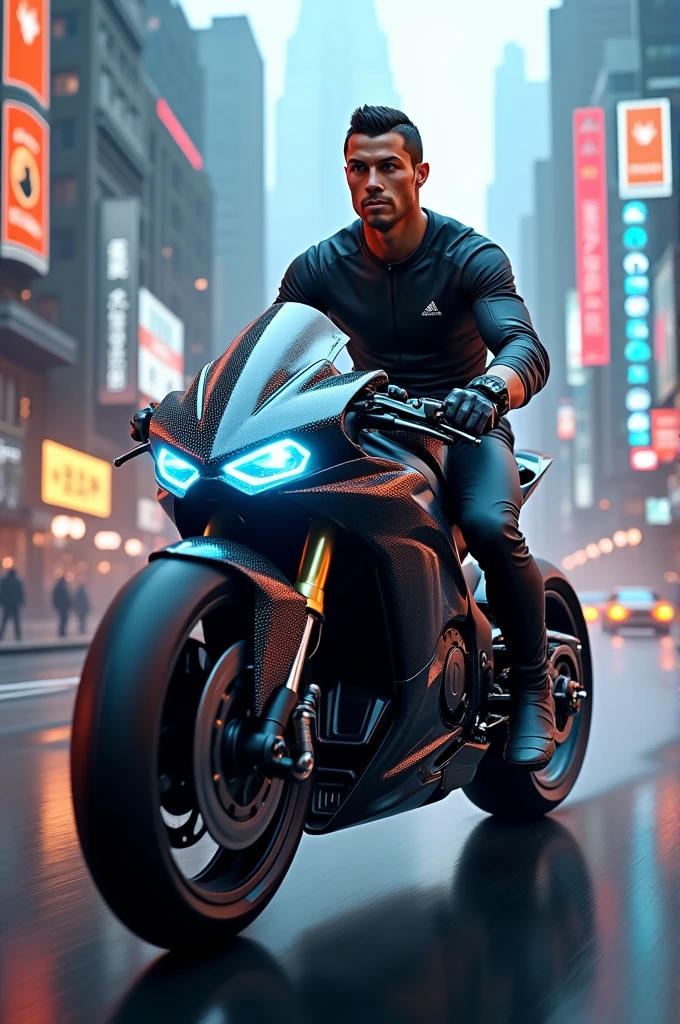 Ronaldo riding in avaenger bike