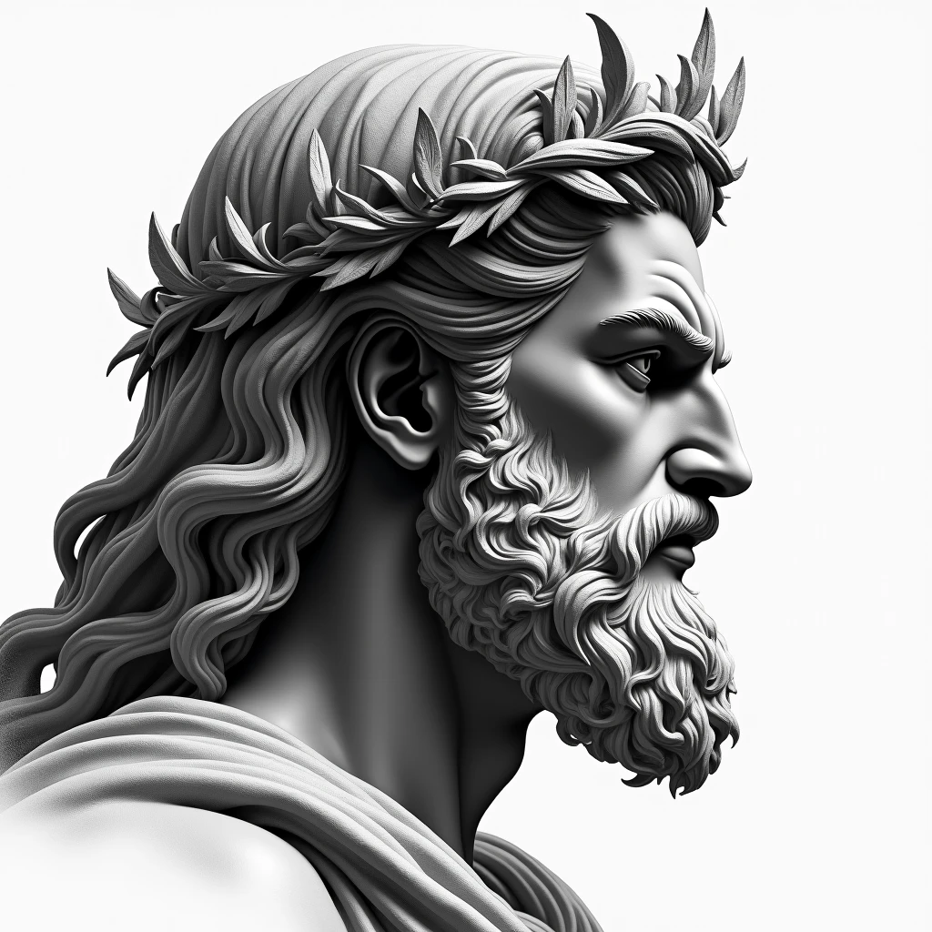 Profile Picture of Zeus (Greek God). Black and White