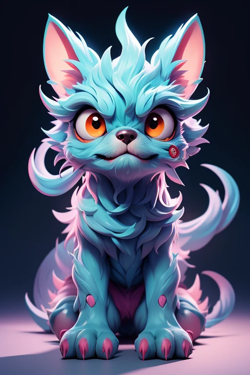 Create a Monster Puppy Plug Image. The body is transparent and can be seen through. The image is sharp and detailed., with beautiful colors.. With arms, leg, eyes, mouth, พื้นหลังสีlegว