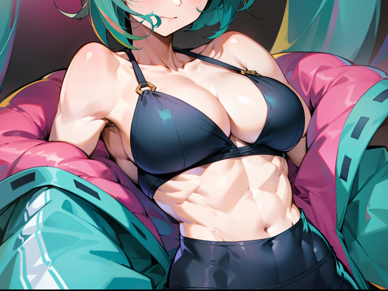 Drawing chest structure clothes folds abdominal muscle texture HD