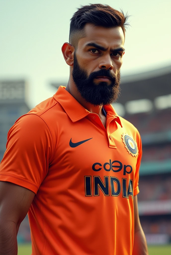 Virat Kohli orange bress 

