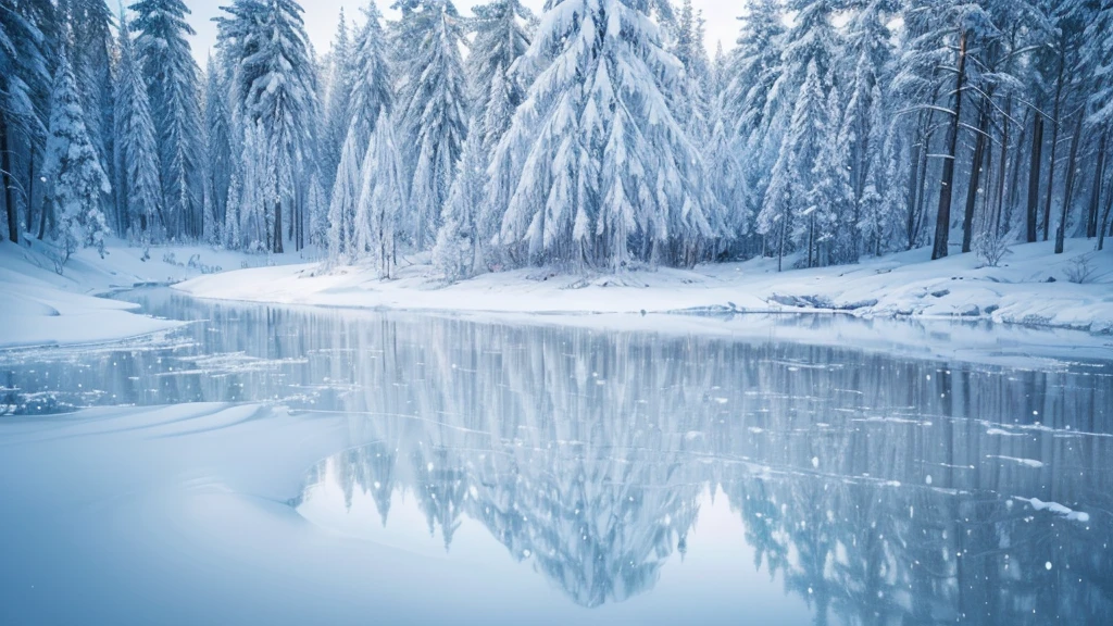  Pure white body realizes ice and snow wonderland, Together with the ethereal trees, they form a dreamlike scene, High-quality CG depicts magnificent scenes,The entire scene is enhanced by the depth of field effect，More like a distant world.