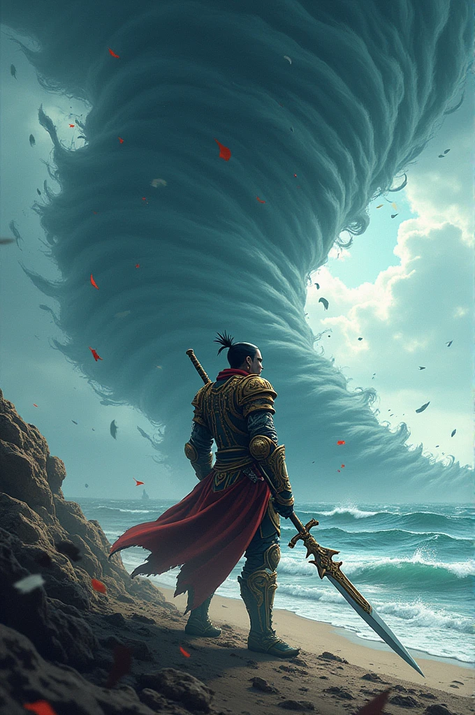 Create profile photo with tornado and a anime warrior