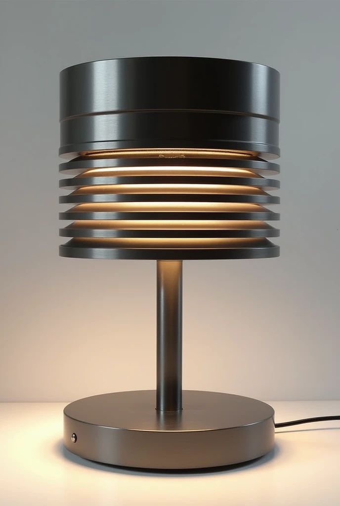 A table lamp inspired by the mechanism of the rolling shutters of the shop
