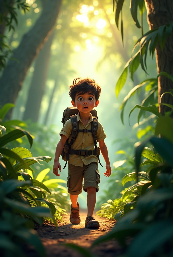 Young boy on jungle adventure