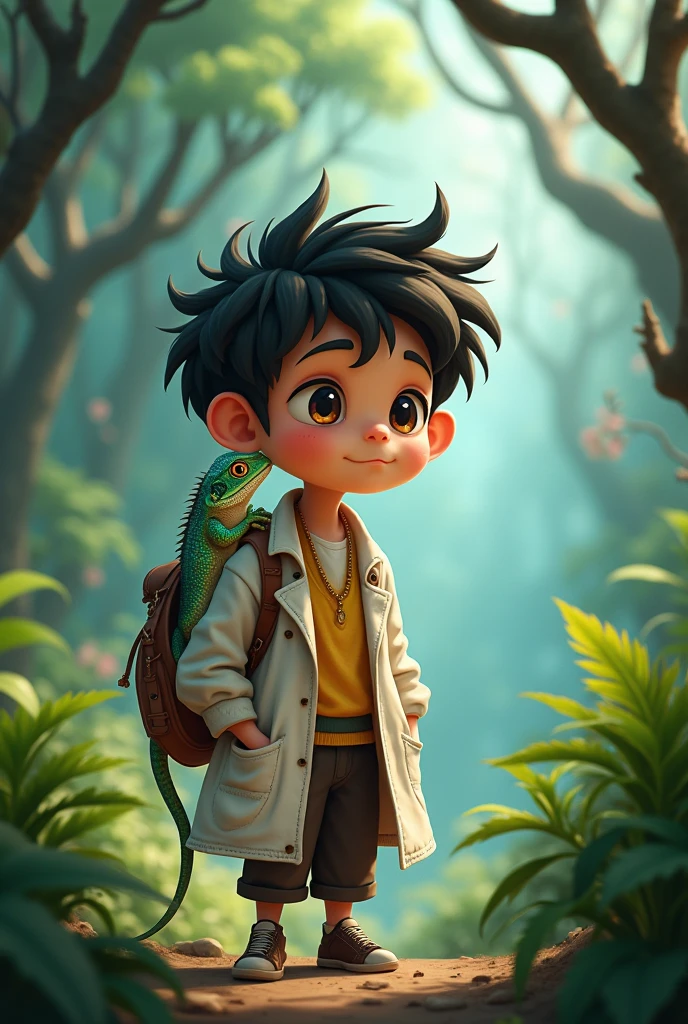 Camphor boy Lizard Cute scientist character