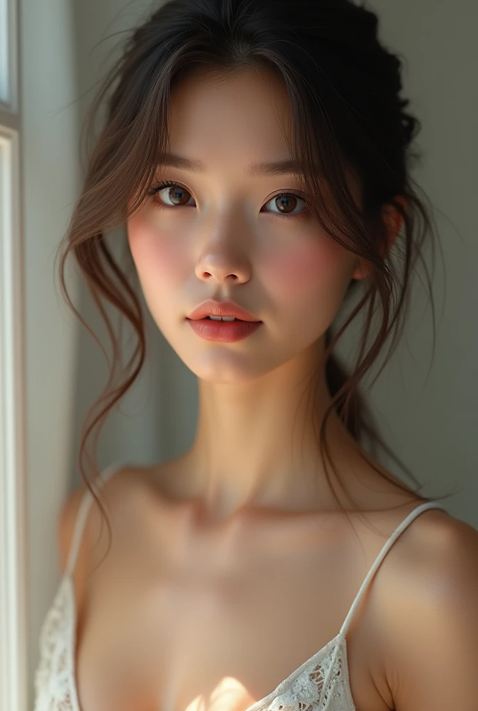 beautiful detailed eyes, beautiful detailed lips, extremely detailed eyes and face, longeyelashes, 1girl, full body, sexy, beautiful fully nude brunette, pale skin, slender figure, natural lighting, realistic, photorealistic, photo-realistic:1.37, (best quality,4k,8k,highres,masterpiece:1.2),ultra-detailed,(realistic,photorealistic,photo-realistic:1.37),HDR,UHD,studio lighting,ultra-fine painting,sharp focus,physically-based rendering,extreme detail description,professional,vivid colors,bokeh,portrait