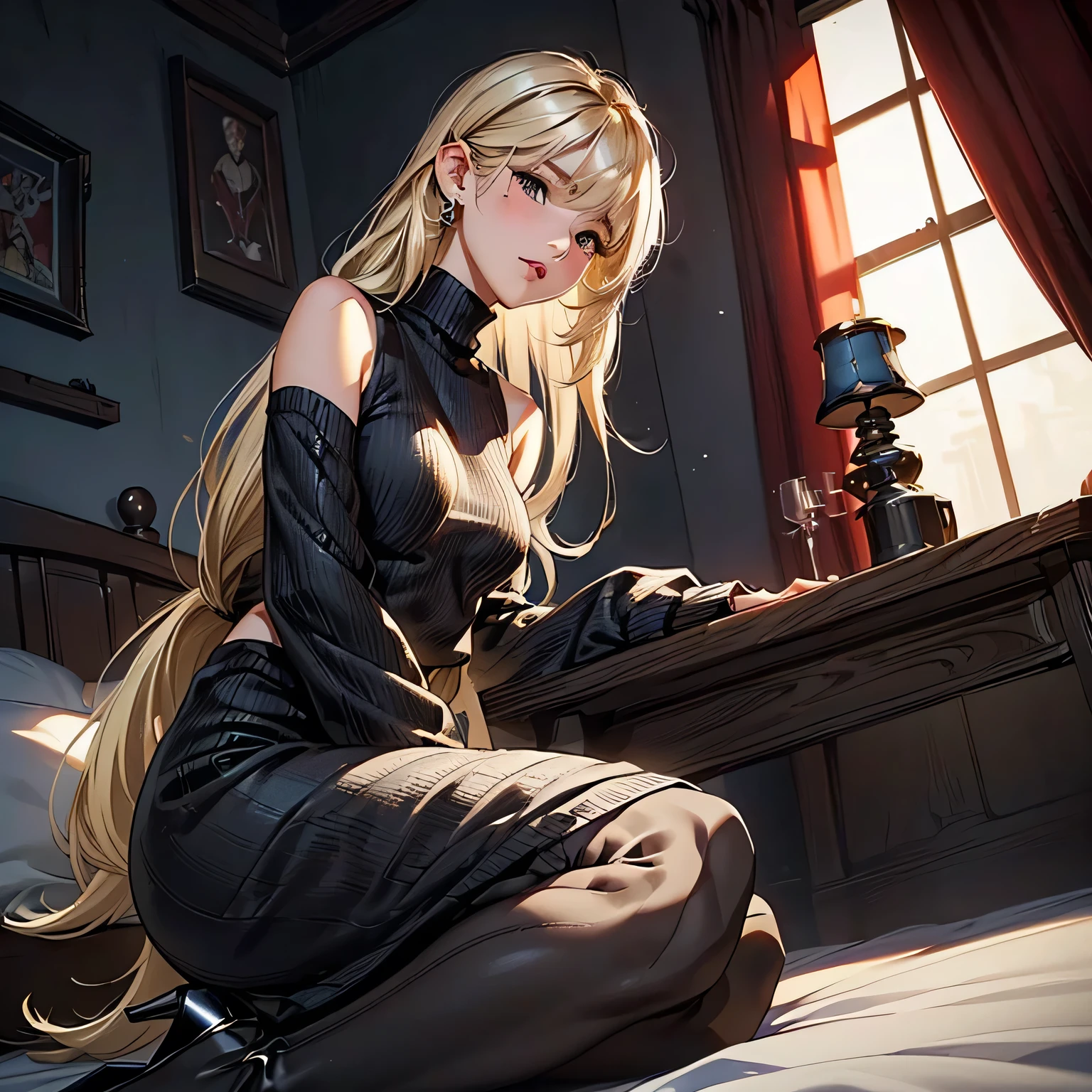 Masterpiece, dynamic shot, (multiple female characters), A picture of beautiful succubus on a leash in a crowd of sexy females around , nuns, succubus, beautiful demon girl, legs spread, chained, horror, dark, sexy, rough domination, domination, on a leash, bdsm, golden chains, (golden leash), collar, golden collar, beautiful bodies, slim, horror style, highly detailed faces, (silk underwear), stockings, leather tight boots, closeup, dynamic angle, blue light, blue tones, highres, sharp focus,(ultra detailed,extremely detailed),(photorealistic artwork:1.37),(extremely detailed CG unity 8k wallpaper),(intricate),