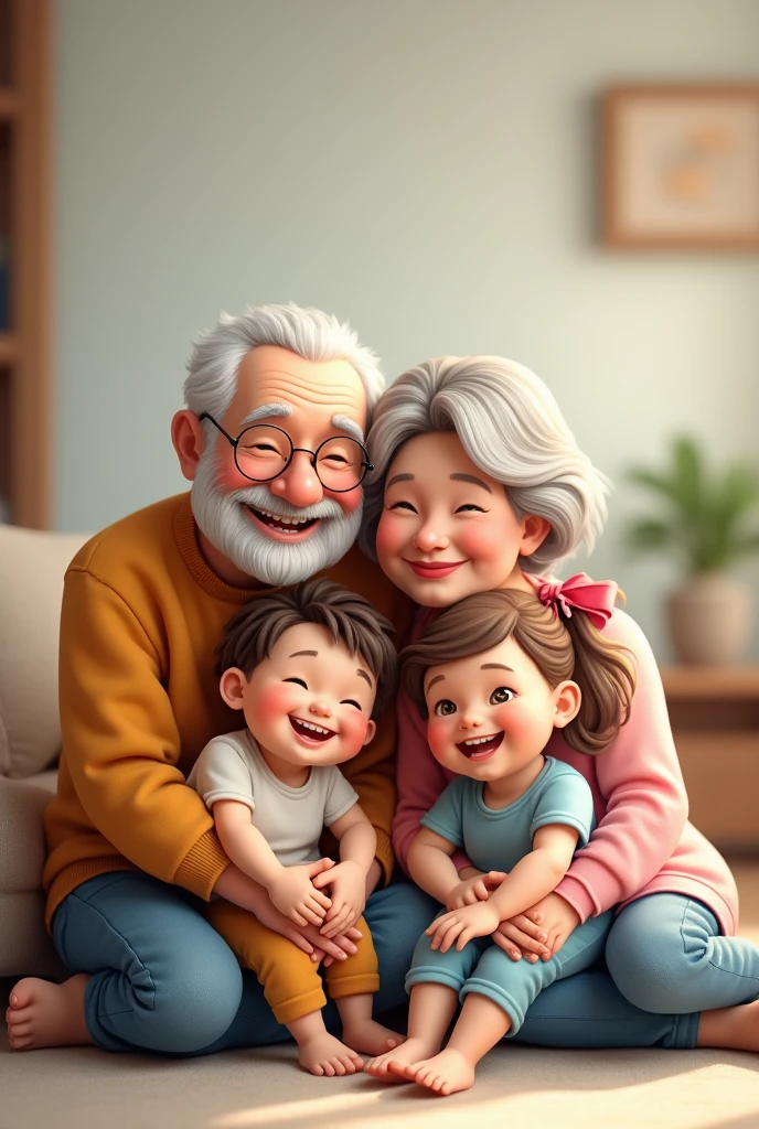 All this is in an A4 format as a template where there would be 10 images. An image where there is a grandfather., grandma, a grandson, a granddaughter, with a text that says something about Grandparents' Day , cheered up
