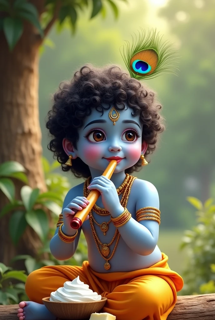 ভগবান শ্রীকৃষ্ণের ছোটবেলা তিনি দই এবং মাখন খেতে অনেক পছন্দ করেন তার মাথায় ময়ূর এর পাক থাকে হাতে বাঁশি থাকে সর্বব্রহ্মাণ্ডের ভগবান তিনি