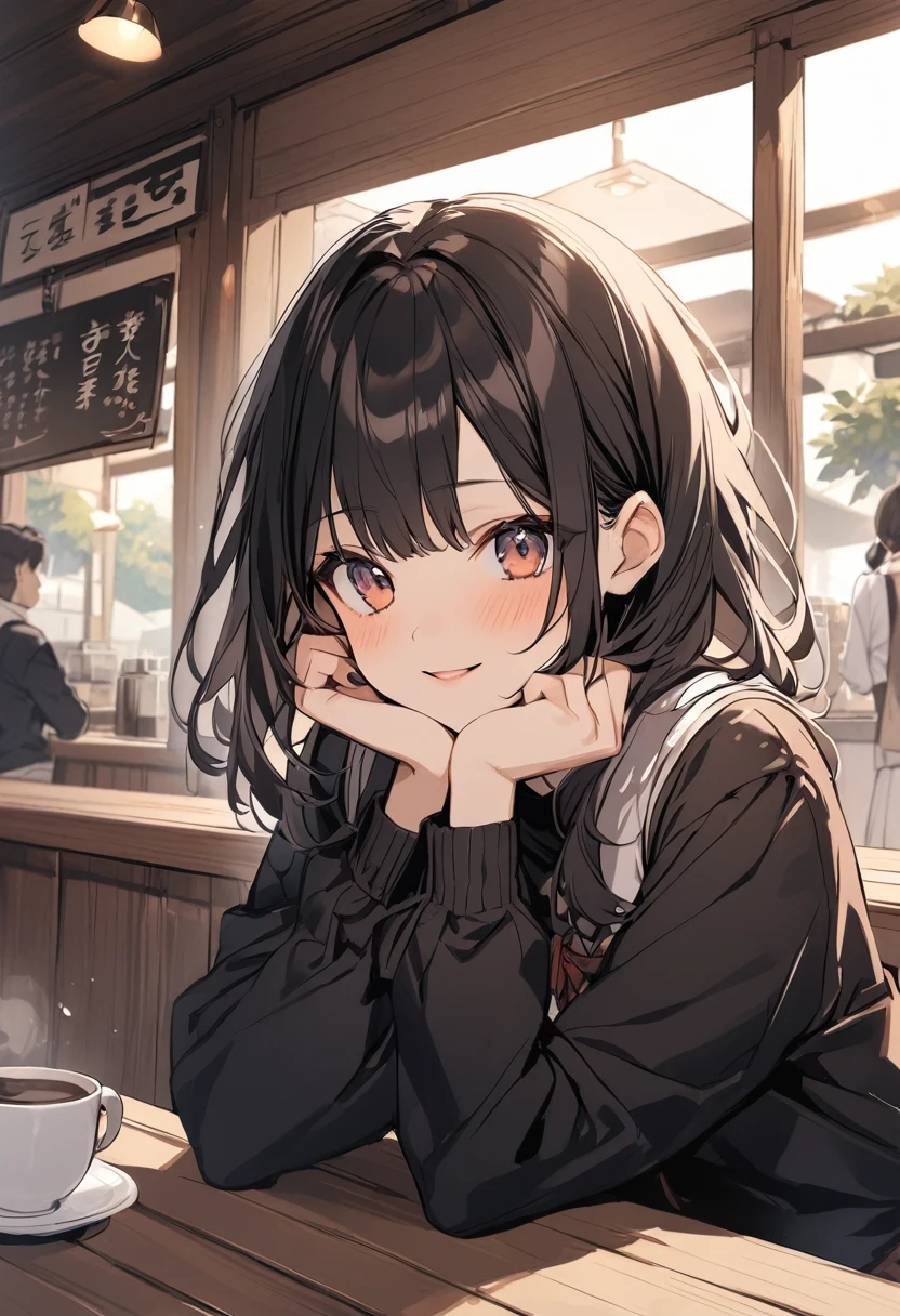 A woman in a Japanese cafe