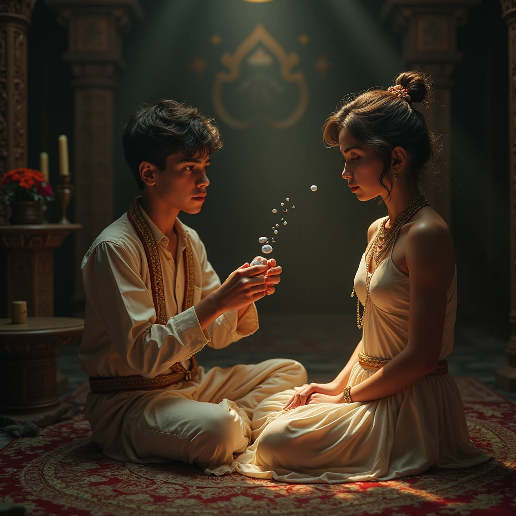 A young boy went to a Tantrik and told him his wish . Tantik put one pill in his mouth and one pill in the Yong boy's mouth , Tantik placed a pill in the boy's mouth due to which the boy turned into a beautiful girl.