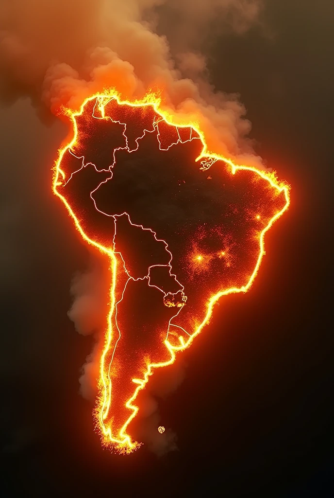 Map of Brazil on fire in png