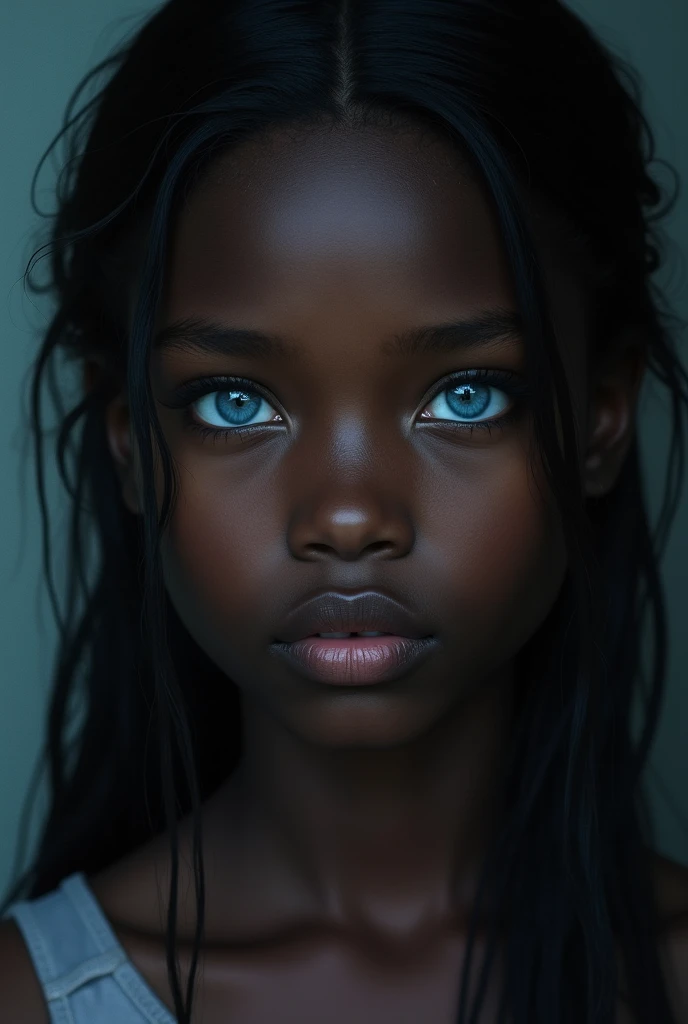 Really dark skinned 1 girl
Blue eyes