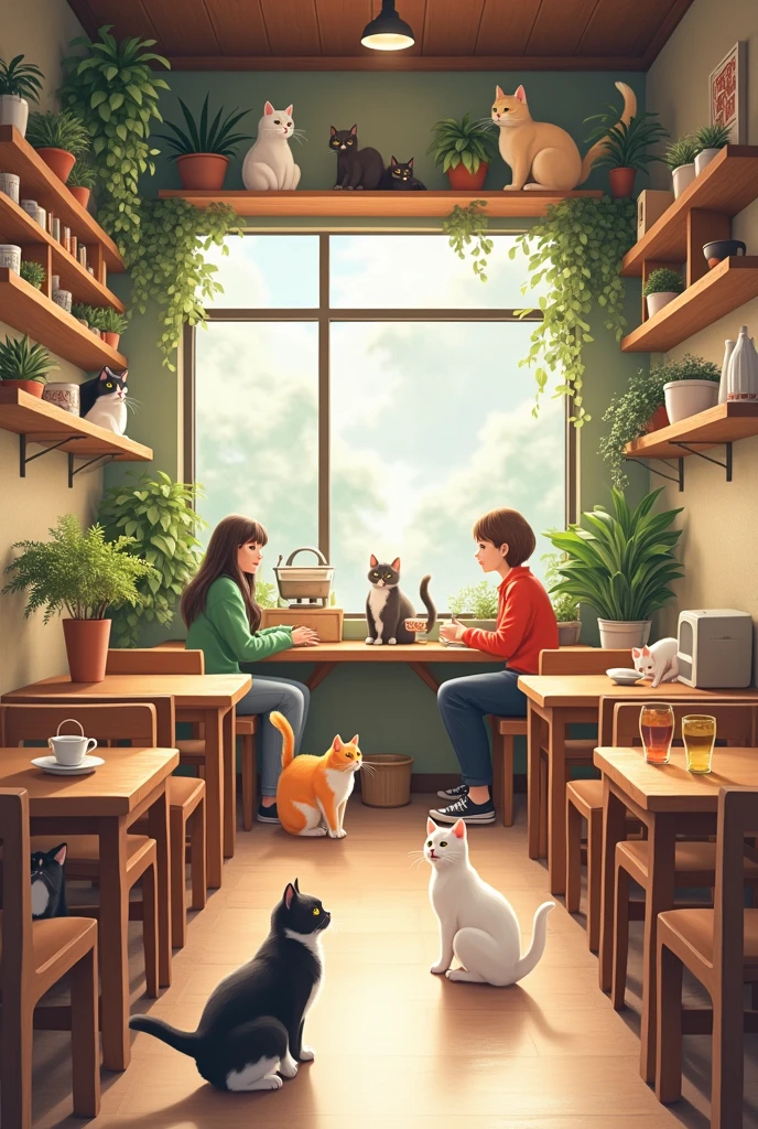Interior of a cat cafe