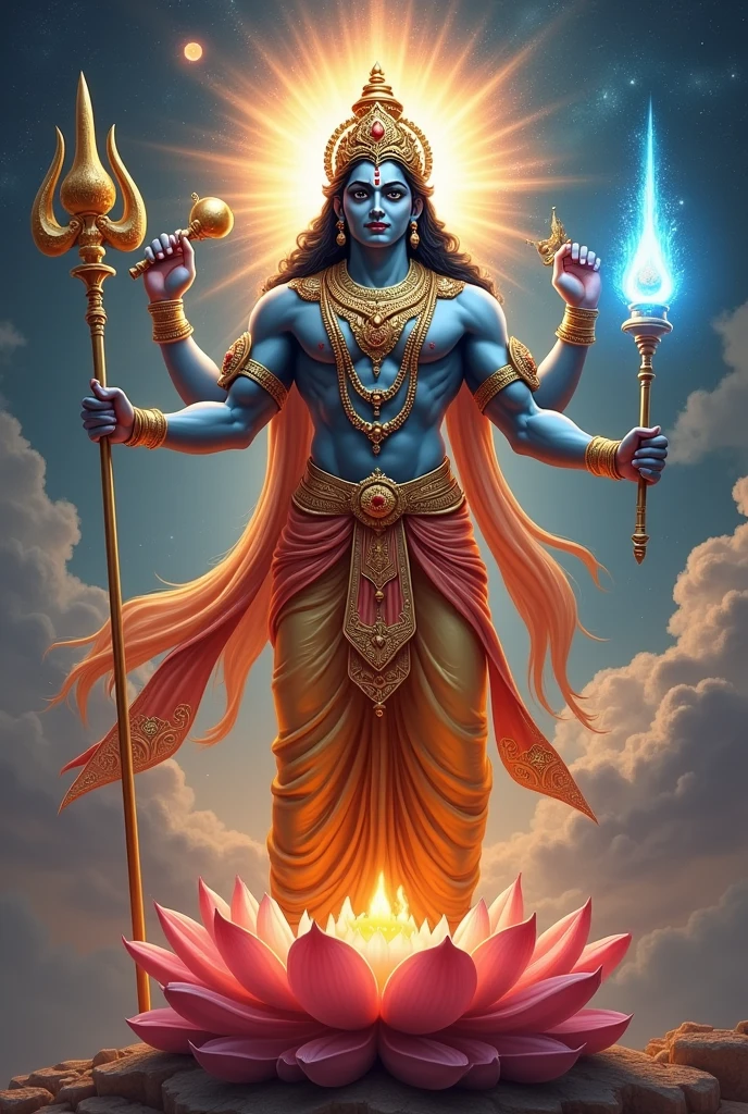 World most powerful men lord Vishnu with carrier 4 weapon 