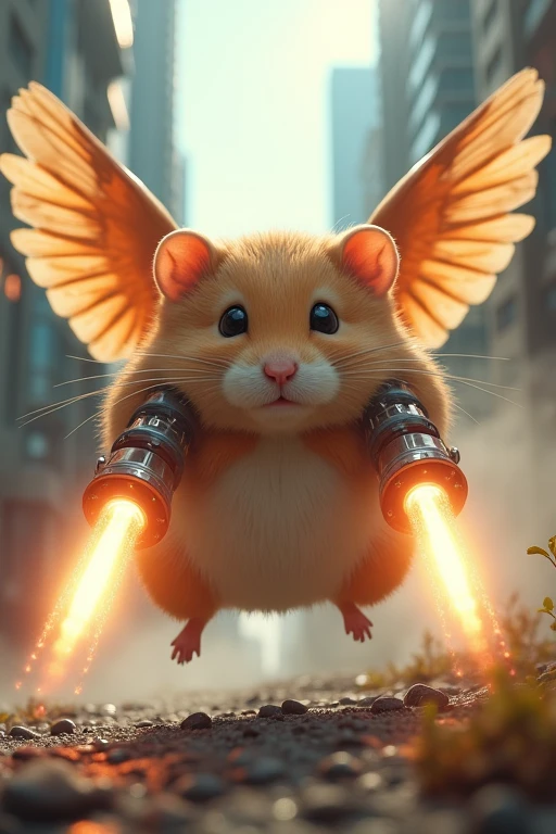 A hamster that shoots beam cannons from its large wings