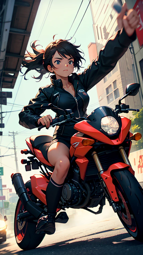 Little girl wheelie riding motorcycle、Float the front wheel of the bicycle、Whitewash the city、Jump Bike Girl、Ride a motorcycle and jump、