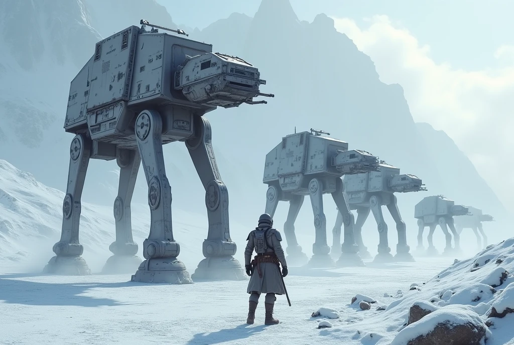 Arafed 〜in walker standing in the snow with mountains in the background, 〜in, 〜in imperial walkers, Battle of Hoth, Planet Hoth, High Quality 4K Wallpaper, epic sci-fi movie, HD Star Wars Pictures, in - セント, Very detailed in the film, sci-fi highly detailed, Star Wars Digital Art、Arafed 〜ins are walking in the snow in a desert, 〜in imperial walkers, 〜in, Battle of Hoth, Star Wars Digital Art, HD Star Wars Pictures, Planet Hoth, March of the Empire, epic sci-fi movie, The Empire Strikes Back, in - セント, High Quality 4K Wallpaper, Large-scale battle front