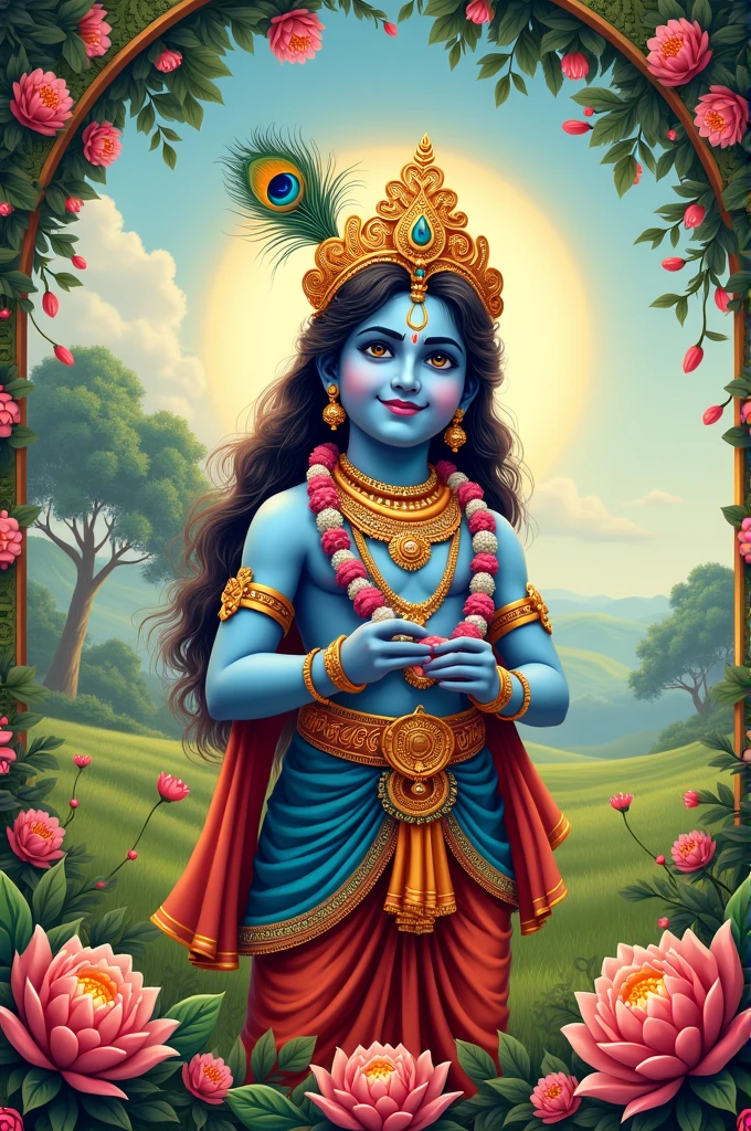 Make a kishna janmastami postr add "SHOURYA HARDWARE STORE" Text on top