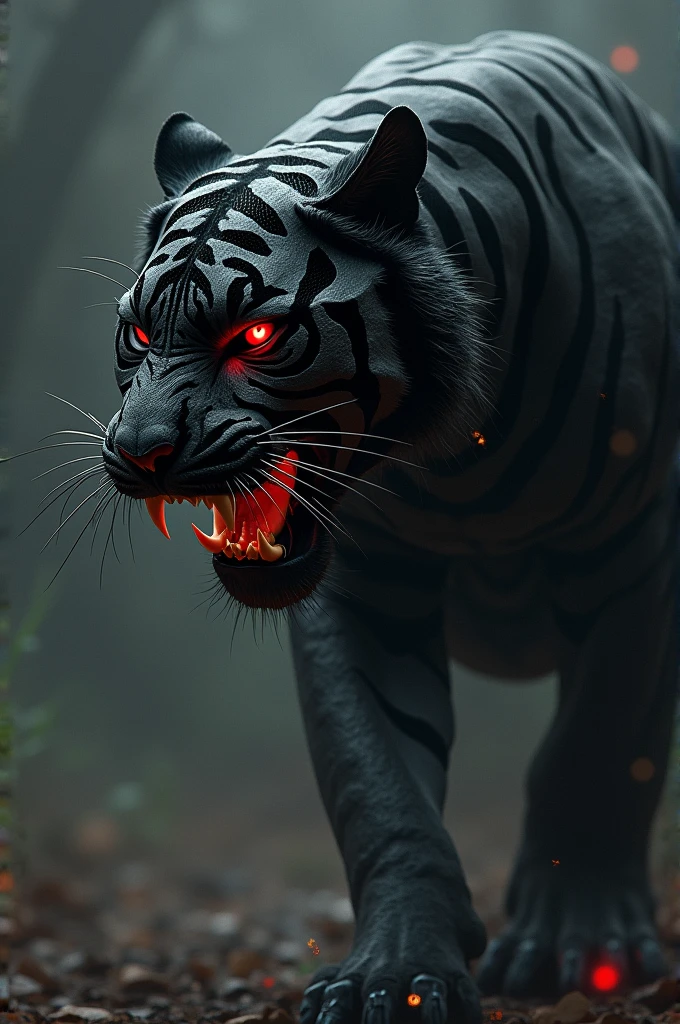 Black tiger dar scary face in robot