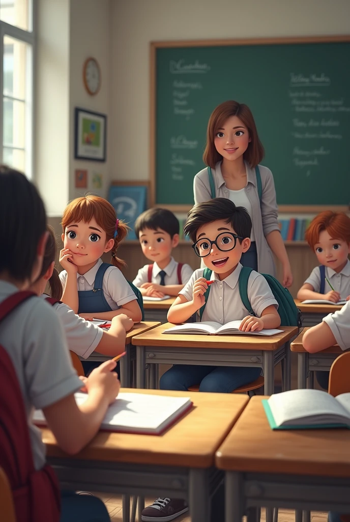 Junior high school students studying
