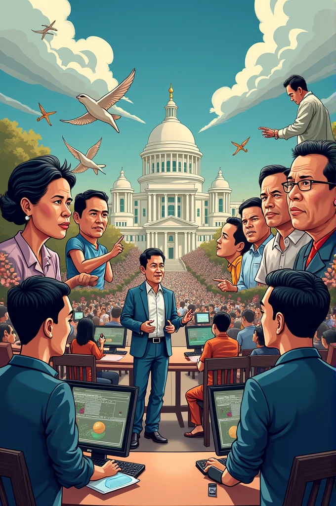 political cartoon depicting your opinion about how Philippine media performs its roles and functions in the Philippines which is a democratic country.