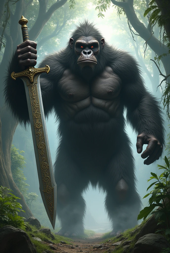 He is a big furry monkey with a legendary sword named Yoru.
