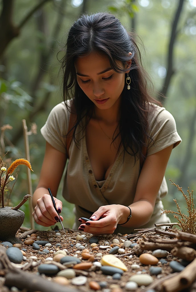 She would use sticks, stones, and whatever she could find to create beautiful pictures.
