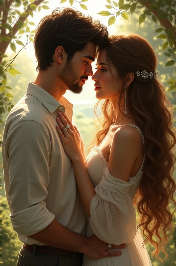 Long hair beautiful girl romance with husband