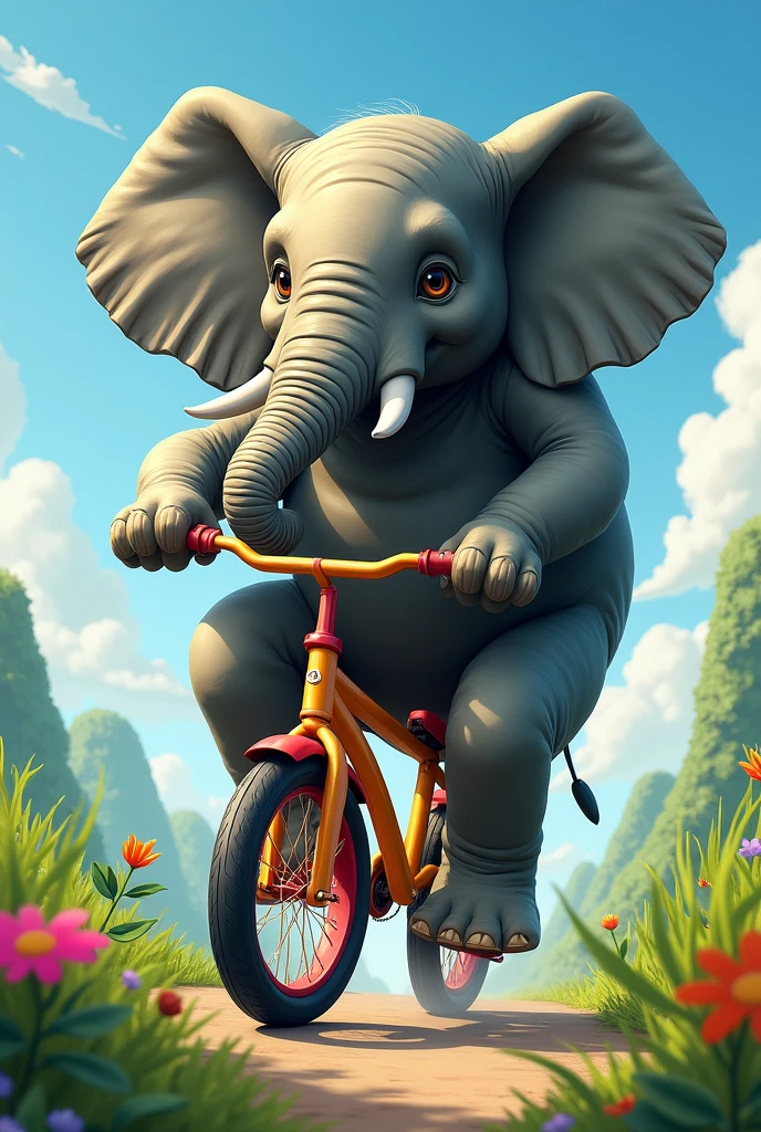 Elephant on a bike