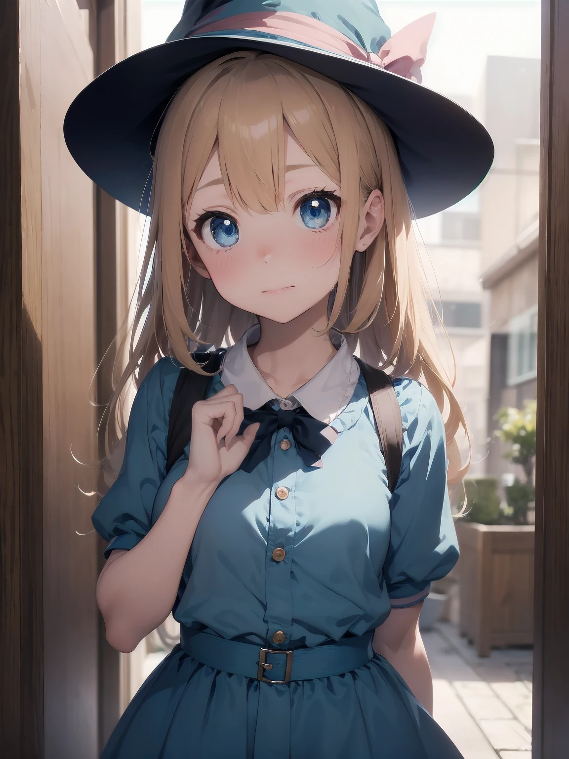 🎶, (🧙♀️), ✡, ✨(hat), , Alice in Wonderland, Alone, very beautiful, cute, adorable, embarrassed, alone, blue eyes, look at viewer, looking up, kawaii tech, pastel colors, kawaii, cute colors, Alice in Wonderland, alone, very beautiful, cute, adorable, embarrassed, alone, blue eyes