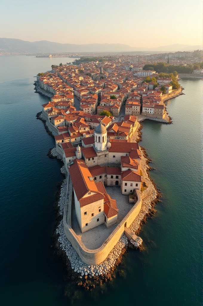 Take a drone photo of the city of Nessebar for me