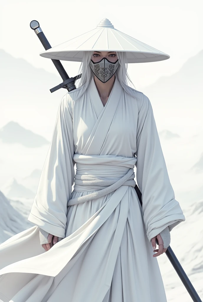 White samurai crouching