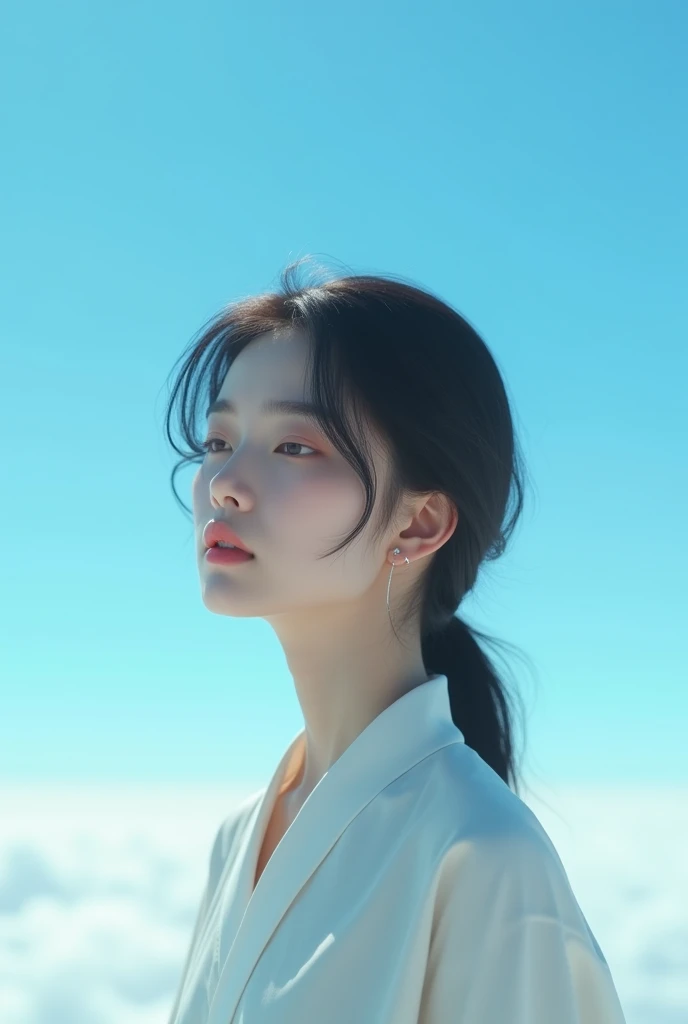 woman、Asia、blue sky、Wide sky、