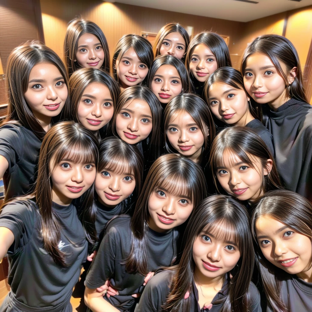 Raw photo、Clear Face、Clear photos、Crisp body、Ultra HD、group_photo ,(((multiple girls))),((((6+girls)))),((((10+girls)))),((((20+girls)))),(((Close Contact)))、gigantic breasts、((Packed))、((Packed)),women only、((Black Hair))、Japanese people,((()))、(((Large group))),((All the same height))、(((All the same face)))、((((They all have the same bust size))))、smile、Lovers、Flirting、On the road、All the same person、((((Outdoor))))、((((In town))))、((Main Street)),All the same person、((((Lesbian group dating))))、((((Shibuya City)))),Selfie