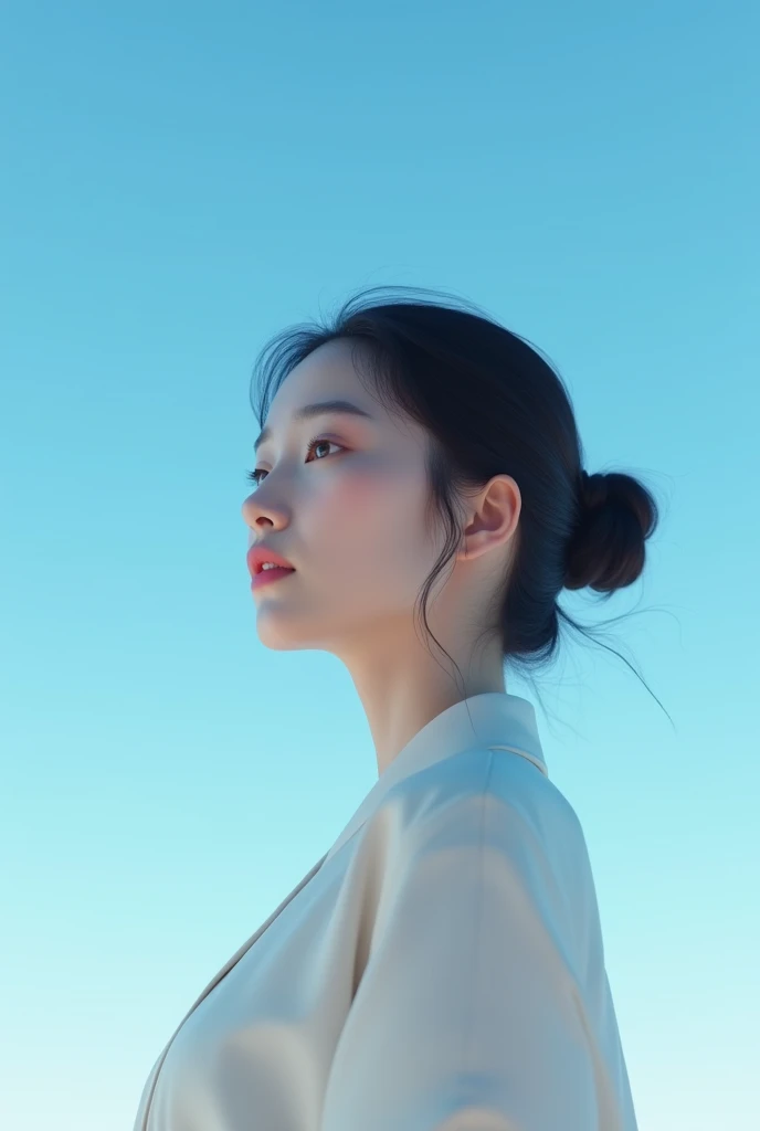 woman、Asia、blue sky、Wide sky、