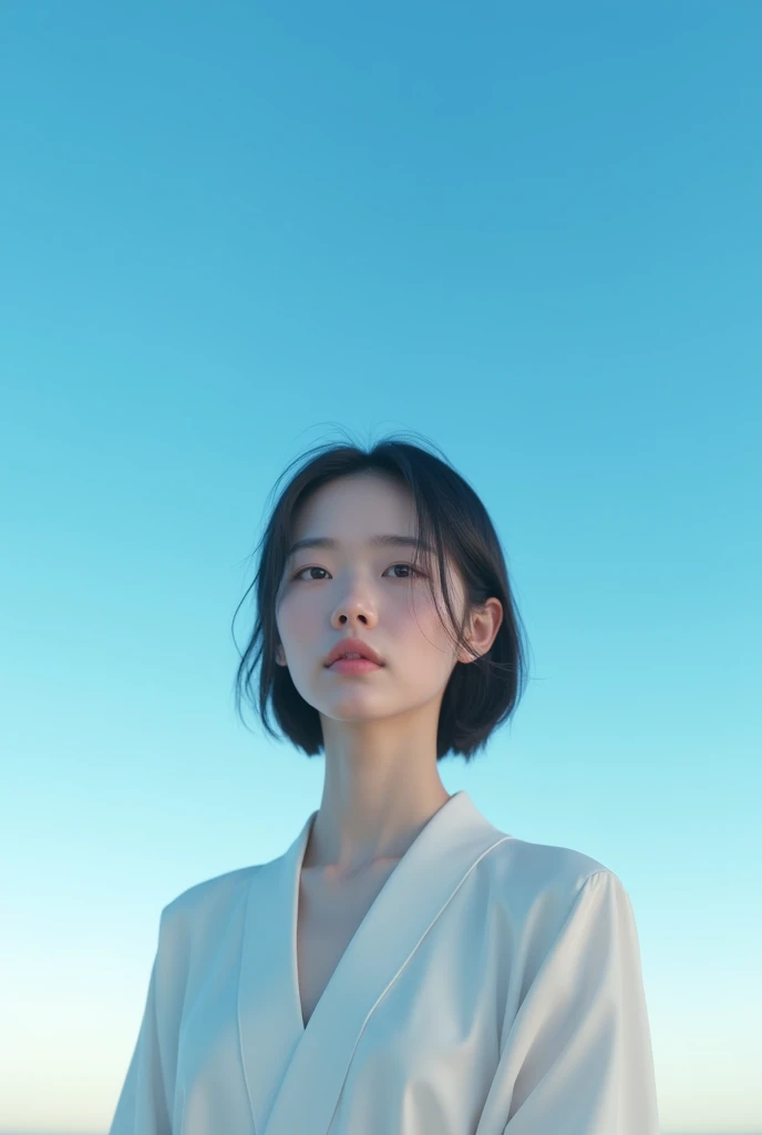 woman、Asia、blue sky、Wide sky、