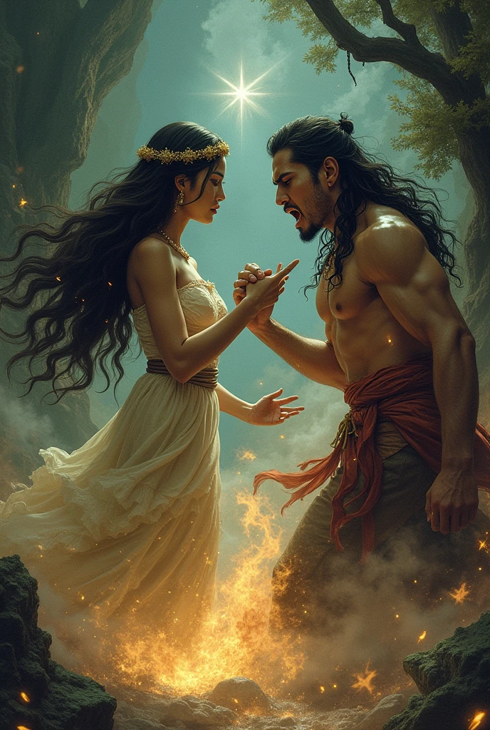 Alunsina (wife) resented this reproach and they quarrelled all day. In his anger tungkung langit (husband) drove wife (alunsina) away. And with that alunsina suddenly disappeared without a word or trace to where she went 