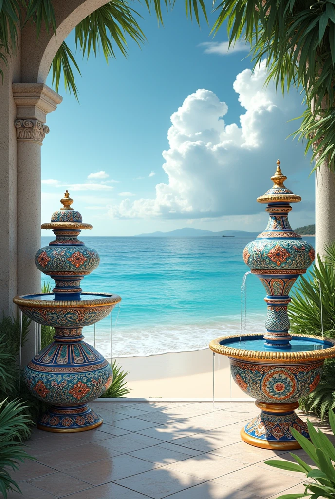 Turkish water decor with beautiful beach