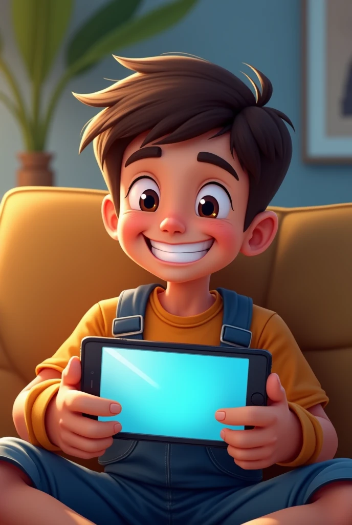 A boy with his new gaming mobile playing game and flex mobile