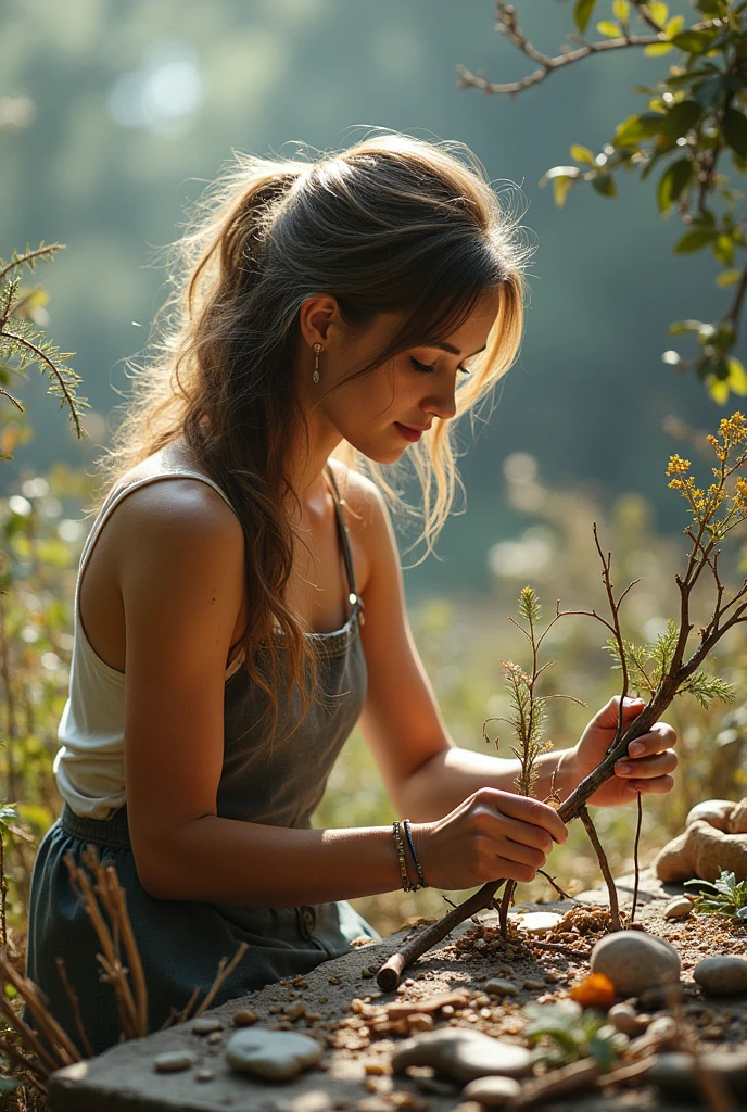 She would use sticks, stones, and whatever she could find to create beautiful pictures.