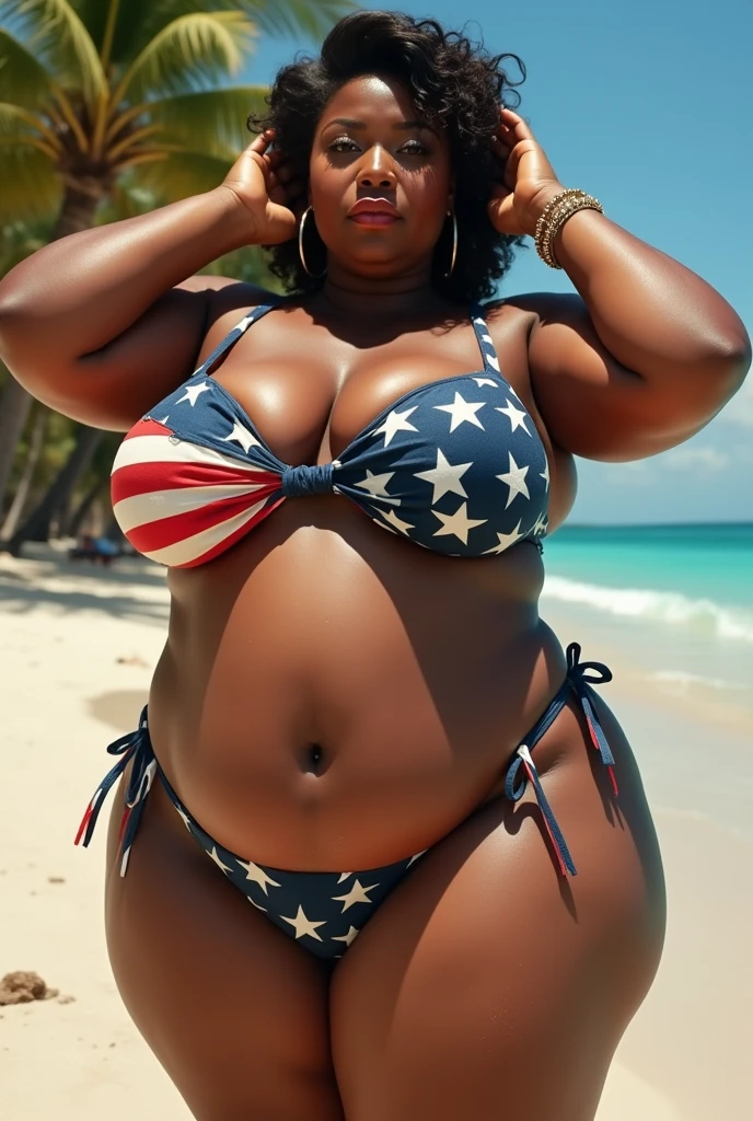 Mature Woman, mother, Mature Woman, 40-year-old woman, (((Very dark skin:1.3))), ((Slut))), Amber Eyes, , Berry Short, ((Big Hair)), ((Red lips)), (Thick lips), (Swollen lips), Ahegao, Lips parted,Thick waist, Hourglass Shape, expensive, (Wide Hips), (((Huge thighs))), Huge Ass, smile, Lips parted, (Huge breasts, Deep valley, (Saggy breasts), belly button, (Thick waist), expensive, Greasy breasts, AMERICAN FLAG BIKINI, Micro Bikini, (big hoop earrings), bracelet, choker, Big Hair ribbon, Beach, Palm tree, Outdoor, Sexy pose, Focus on hips and thighs, Water Play, ((Wet)), Greasy breasts, Realistic lighting, Put your hands in your hair, Tilt your head,豊満Mature Woman、Drooling、Sweat、Armpit hair、Hairy、Tongue out、Full body Japanese tattoo、Belly piercing、Japanese、Gal Makeup