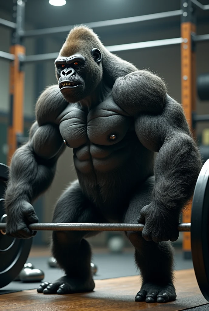 A gorilla doing crossfit
