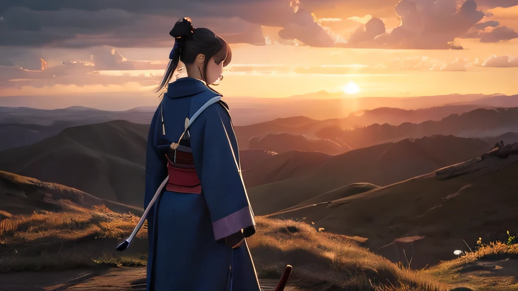 score up_9,score up_8,score up_7,source_anime,masterpiece,best quality,super fine illustration,super detailed,8k,retoro,fantasy, BREAK girl,perfect hands,perfect fingers,blue coat,samurai,holding_katana,BREAK around DRAGON,BREAK battlefield,sunset,background,(LoRa:0.7)
