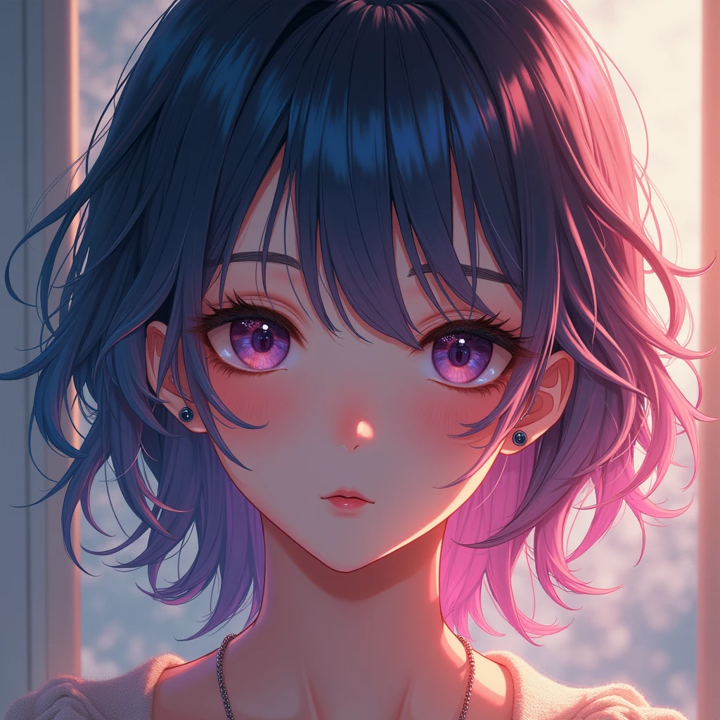 estilo nthwve, nvinkpunk First portrait of the face of (((person see))), soft and smooth skin, big dreamy eyes, beautiful intricate colored hair, symmetrical, anime wide eyes, Soft lighting, detailed face, By Makoto Shinkai, stanley artgerm lau, Oh!, rossdraws, Conceptual art, Digital paint, looking to the camera