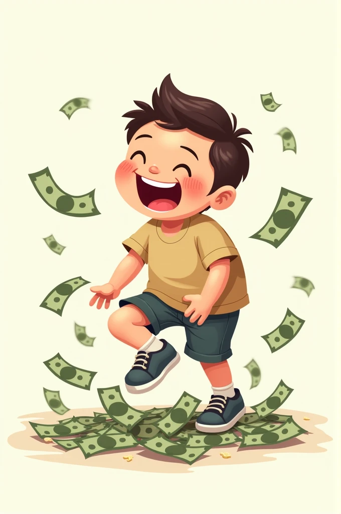 Draw me a picture , chubby boy picked up dollars