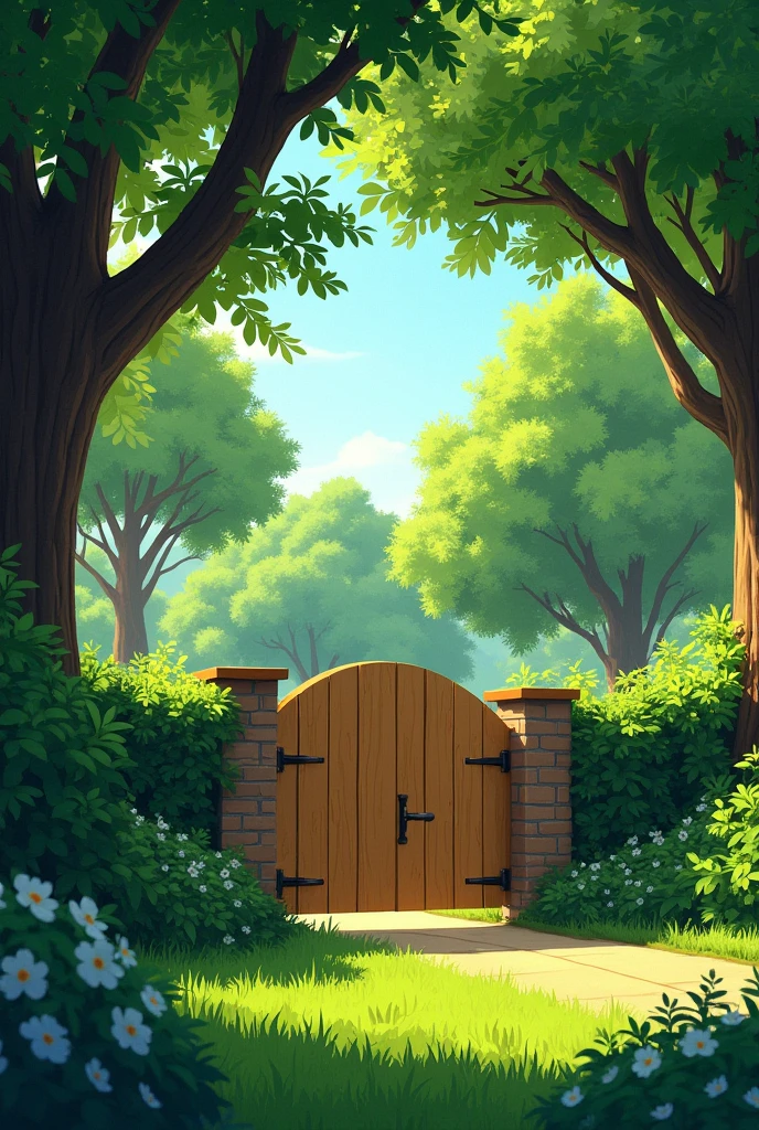 lots of trees in front yard, have gate