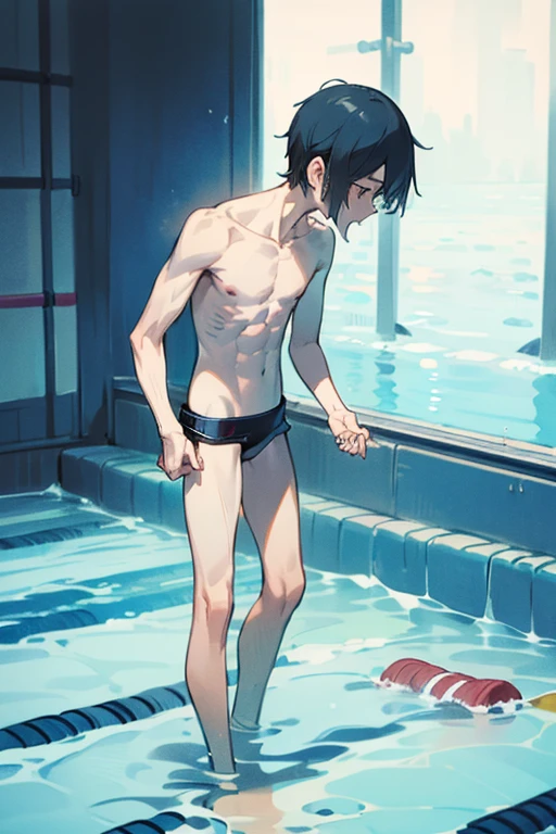 (2 people､Shota､((((Swimming Brief)))､Slender body､Upper body naked､wrestling、Full Body Everyone is wearing swimming briefs. Brief)))
