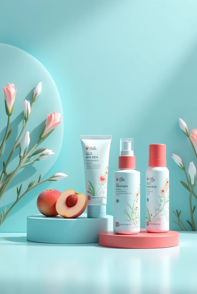 create a skin care kit called "spells" based on aloe vera and peach with the brand bigpharma, The whole package is light blue and a little bit of red, the kit contains, bar soap, Liquid soap and a moisturizing oil